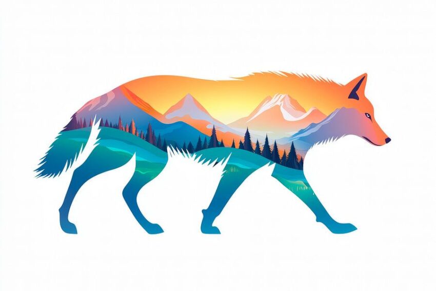 Wolf im Sonnenaufgang