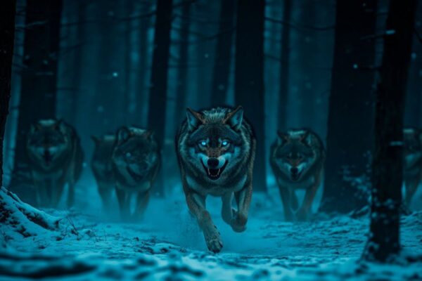 Wolfpack im winterlichen Wald