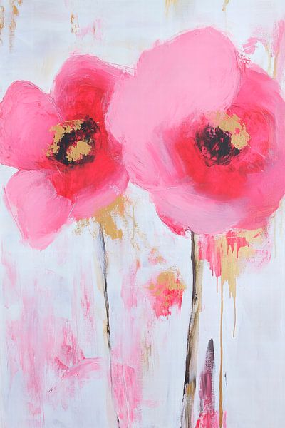 Zarte Blumen in Rosa – Aquarellkunst