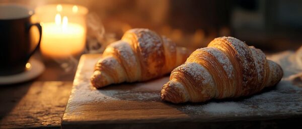 Zarte Croissants mit Kerzenlicht flair