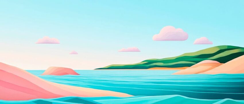 Zarte Küstenlandschaft im Pastellton