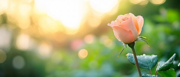 Zarte Rose im sanften Morgenlicht