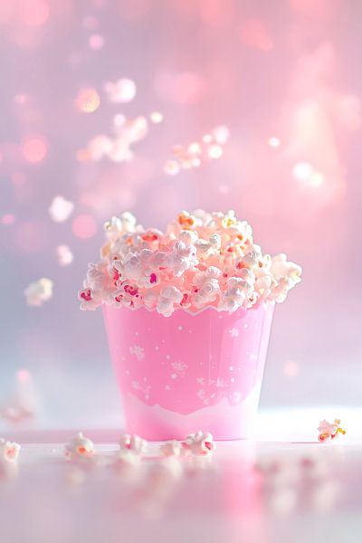 Zartes Popcorn im rosa Becher – Verspielt