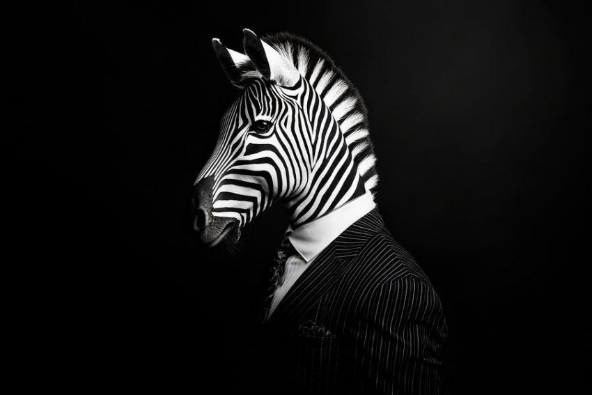 Zebra im Anzug – Stilvolles Portrait