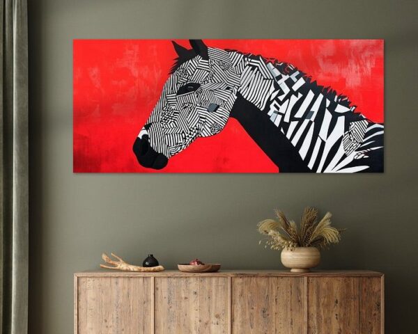 Zebra-Profile in Schwarz-Weiß auf Rot