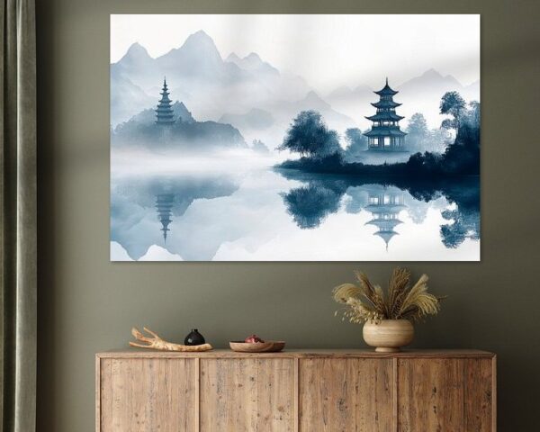 Zen-Landschaft im Nebel