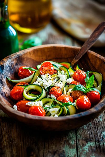 Zucchini-Nudeln mit Kirschtomaten-Mix