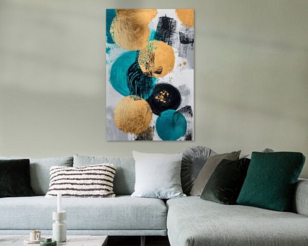 Abstrakte Kunst in Gold und Teal