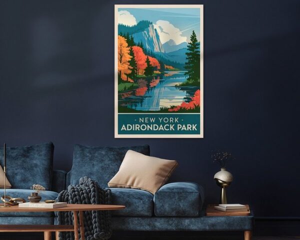 Adirondack Park, New York Vintage Travel Poster