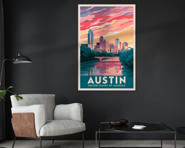 Austin, Texas Vintage Travel Poster