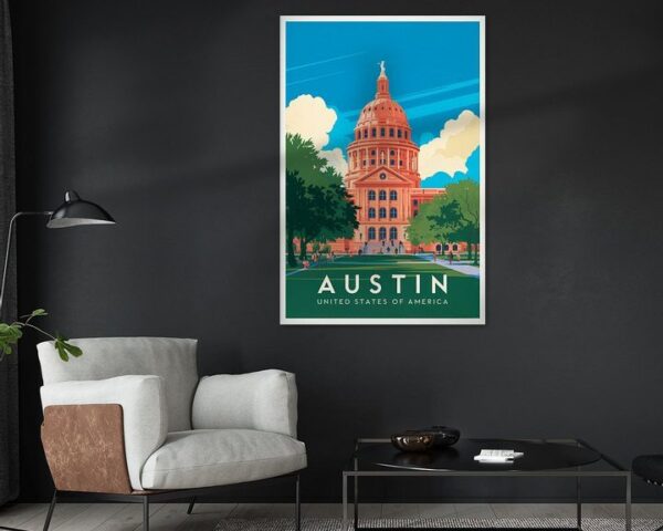 Austin, Texas Vintage Travel Poster