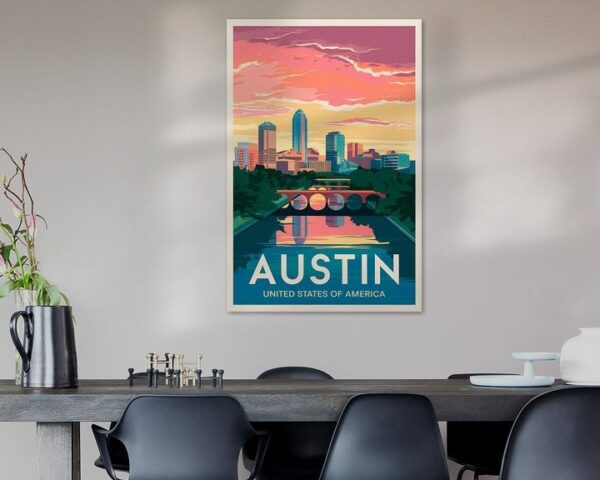 Austin, Texas Vintage Travel Poster