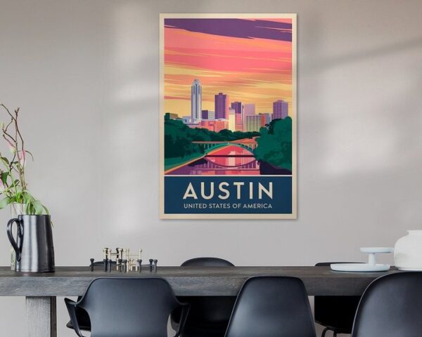 Austin, Texas - Vintage Travel Poster