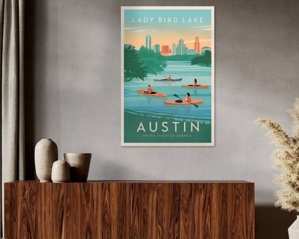 Austin, Texas Vintage Travel Poster