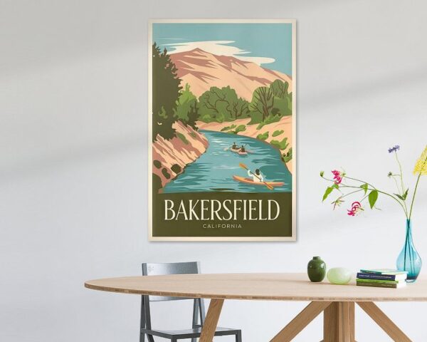 Bakersfield, California Vintage Travel Poster.