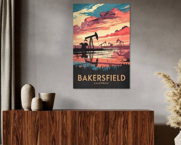 Bakersfield, California Vintage Travel Poster