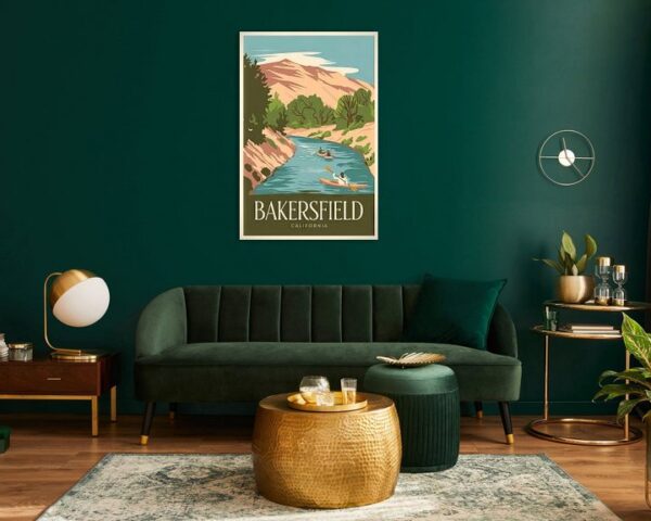 Bakersfield, California Vintage Travel Poster.