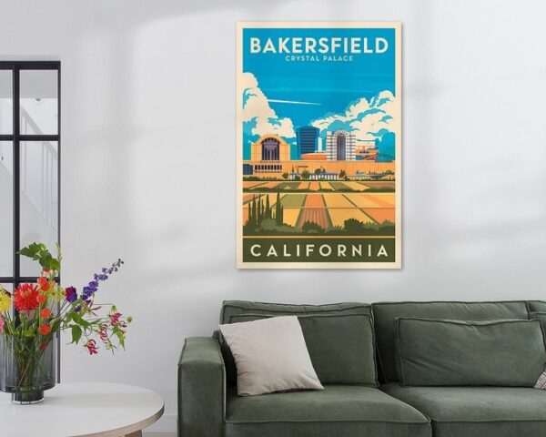 Bakersfield, California Vintage Travel Poster