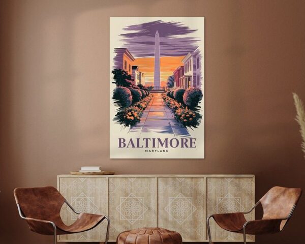 Baltimore, Maryland Vintage Travel Poster