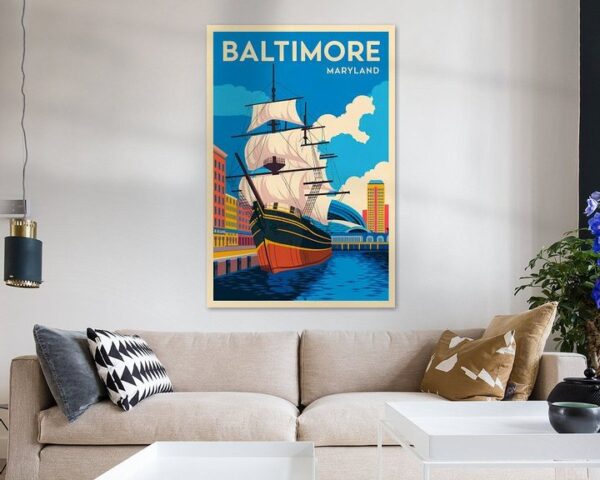 Baltimore, Maryland Vintage Travel Poster