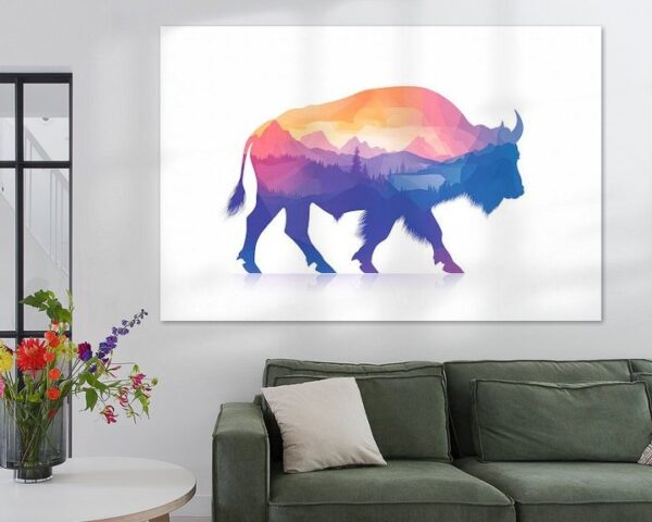 Bison mit Landschaft