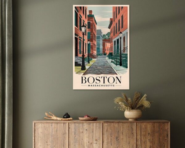 Boston, Massachusetts Vintage Travel Poster