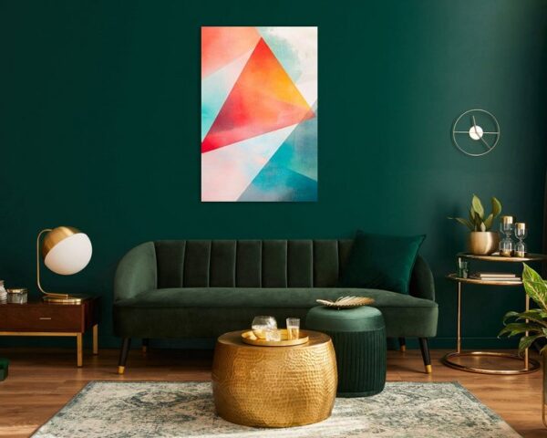 Bunte geometrische Formen und Aquarell