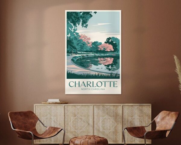 Charlotte, North Carolina Vintage Travel Poster