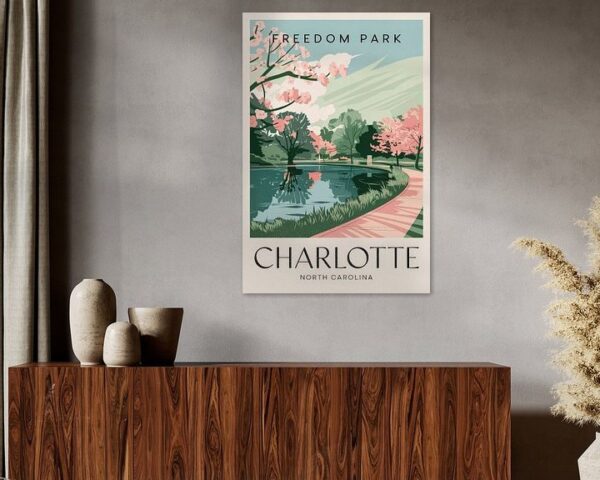 Charlotte, North Carolina Vintage Travel Poster