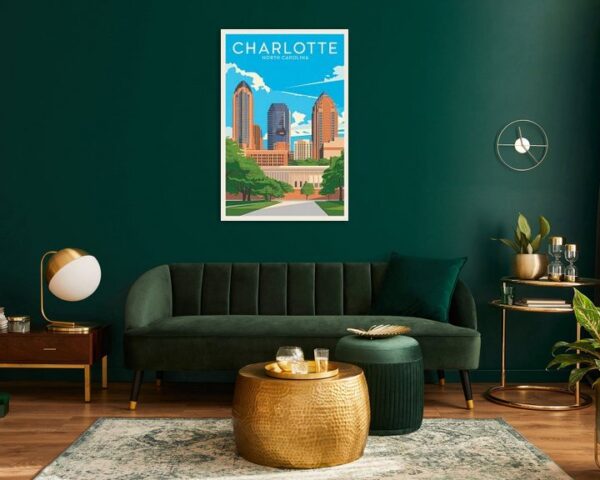 Charlotte, North Carolina Vintage Travel Poster