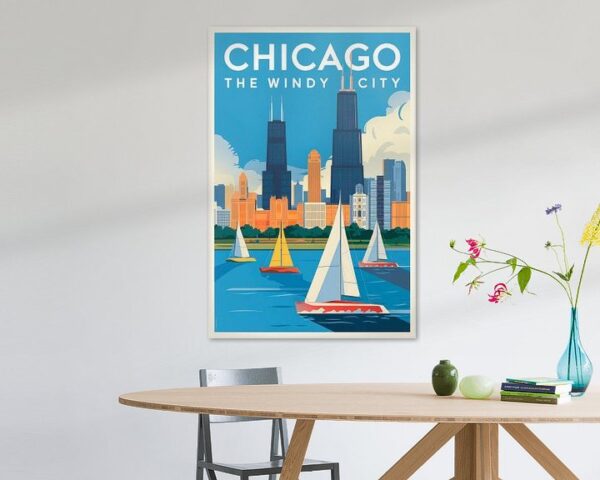 Chicago, Illinois - Vintage Travel Poster