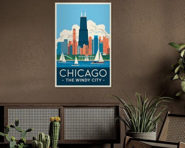 Chicago Vintage Travel Poster