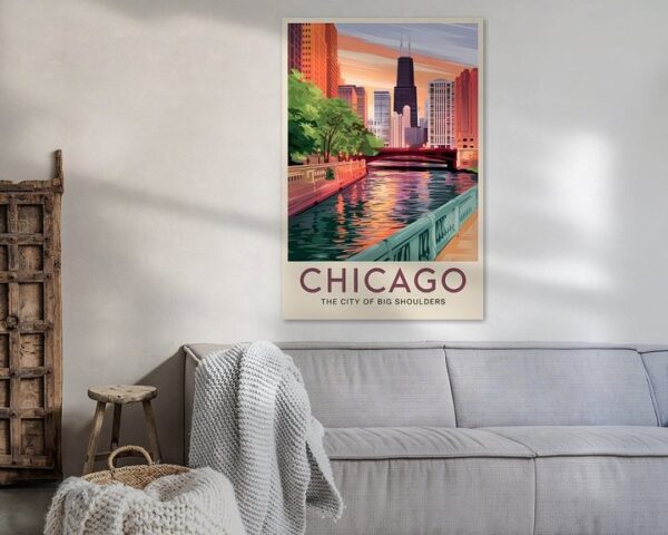 Chicago Vintage Travel Poster