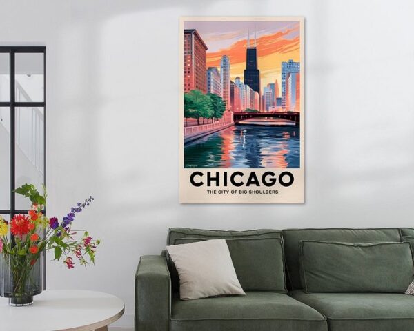 Chicago Vintage Travel Poster