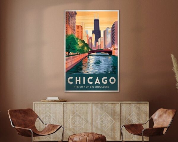 Chicago Vintage Travel Poster