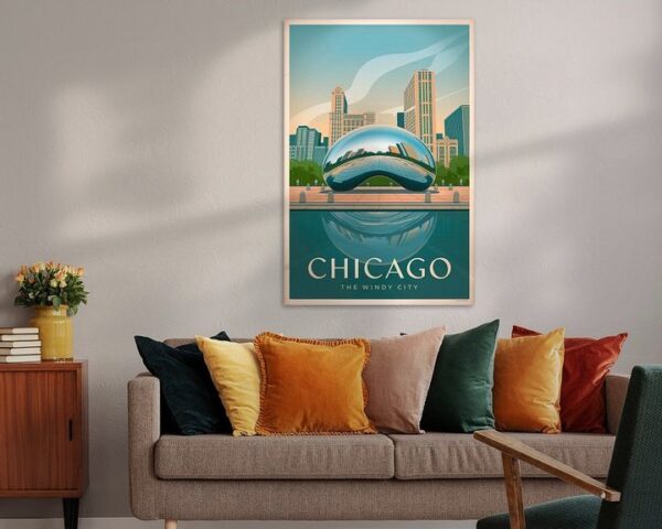 Chicago Vintage Travel Poster