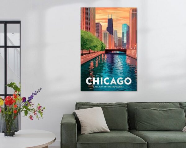 Chicago Vintage Travel Poster