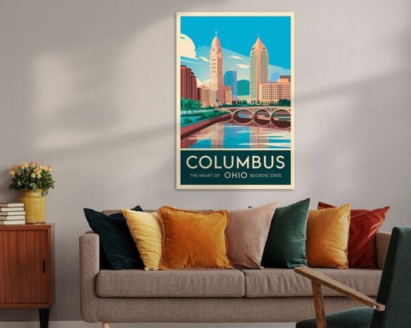 Columbus, Ohio Vintage Travel Poster