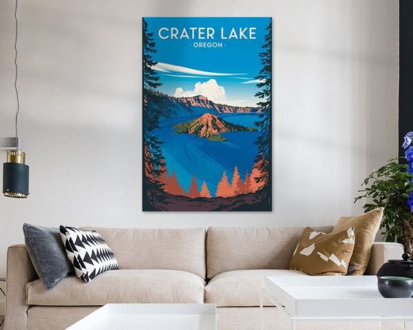 Crater Lake, Oregon Vintage Travel Poster