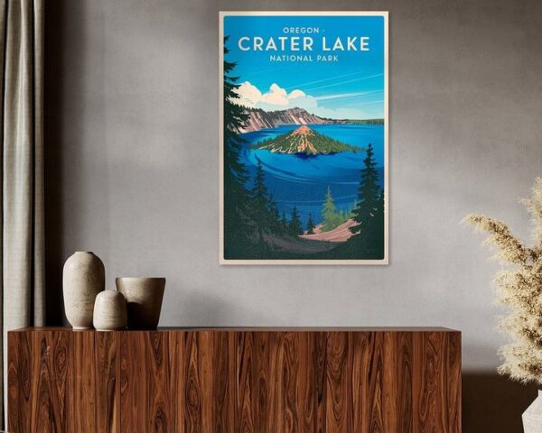 Crater Lake, Oregon Vintage Travel Poster