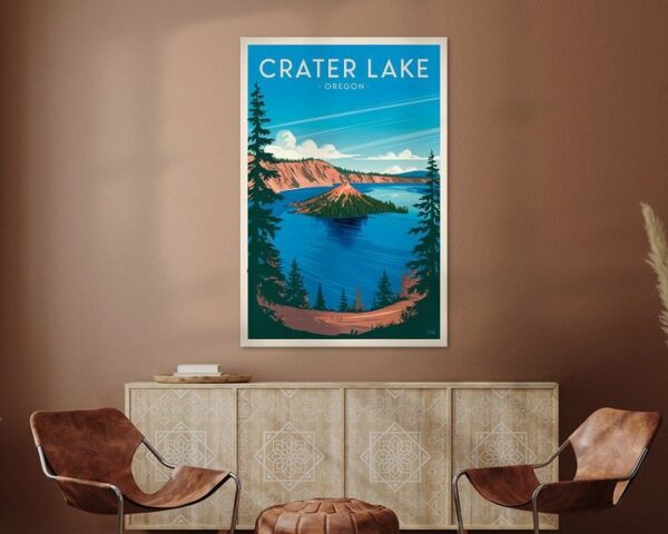 Crater Lake, Oregon - Vintage Travel Poster