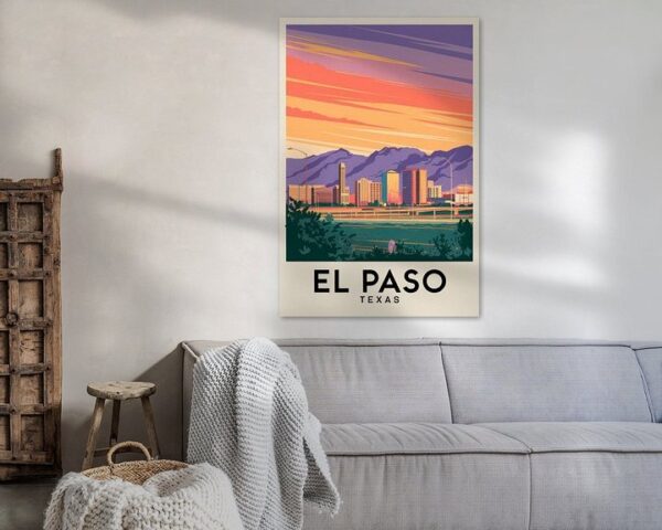 El Paso, Texas Vintage Travel Poster