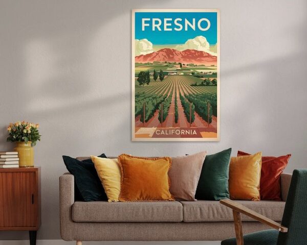 Fresno, California Vintage Travel Poster