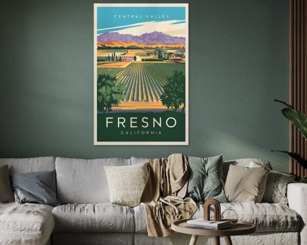 Fresno, California Vintage Travel Poster