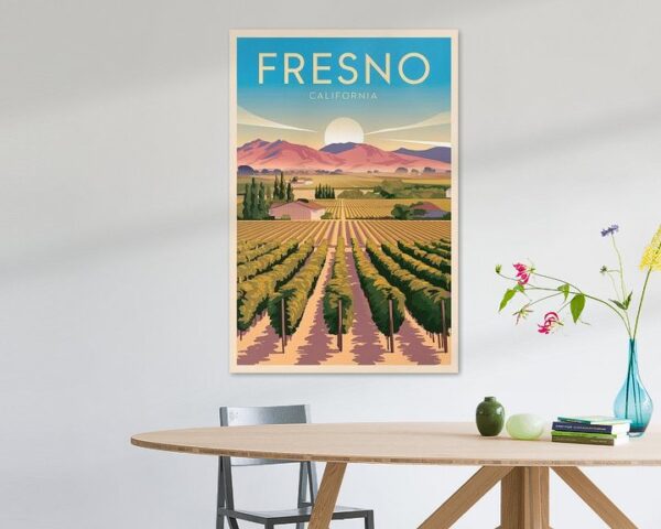 Fresno, Kalifornien - Vintage Travel Poster