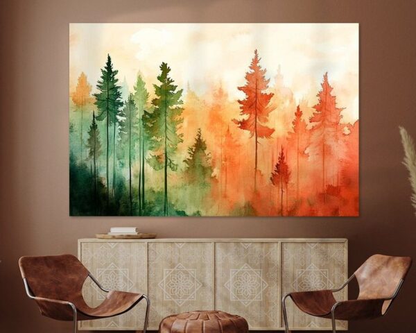 Herbstliche Waldlandschaft im Aquarell