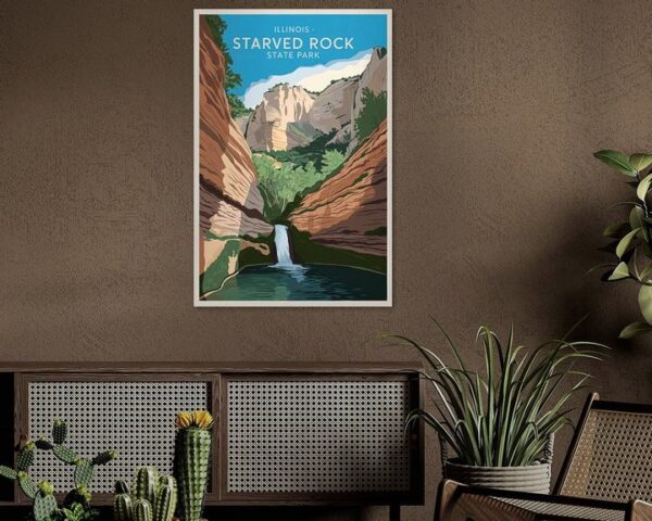 Illinois - Starved Rock State Park Vintage Travel Poster