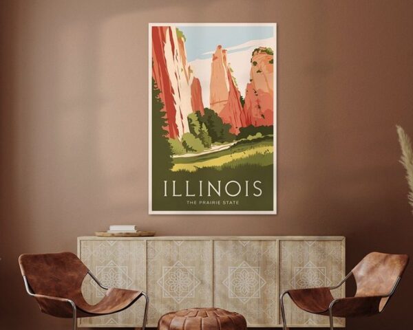 Illinois Vintage Travel Poster