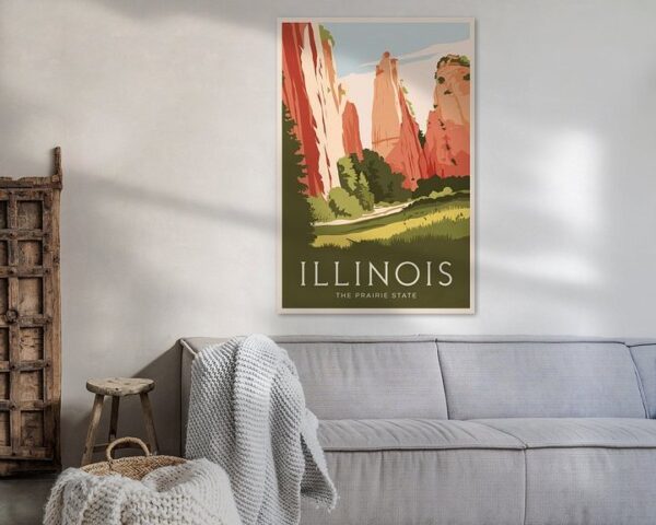 Illinois Vintage Travel Poster