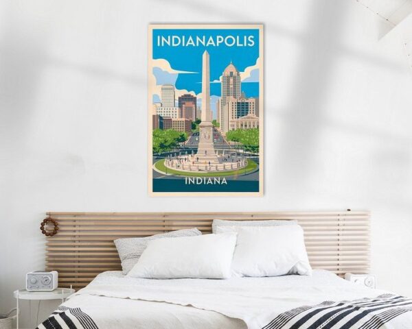 Indianapolis, Indiana Vintage Travel Poster